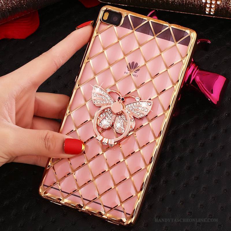 Hülle Huawei P8 Strass Gold Handyhüllen, Case Huawei P8 Weiche