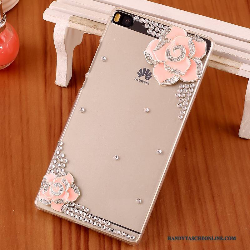 Hülle Huawei P8 Strass Lila Handyhüllen, Case Huawei P8 Schutz Schwer