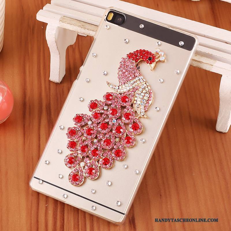 Hülle Huawei P8 Strass Lila Handyhüllen, Case Huawei P8 Schutz Schwer