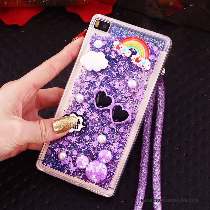 Hülle Huawei P8 Strass Ring Handyhüllen, Case Huawei P8 Schutz Hoch Blau