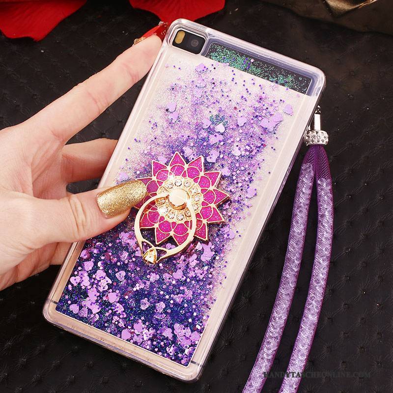 Hülle Huawei P8 Strass Ring Handyhüllen, Case Huawei P8 Schutz Hoch Blau