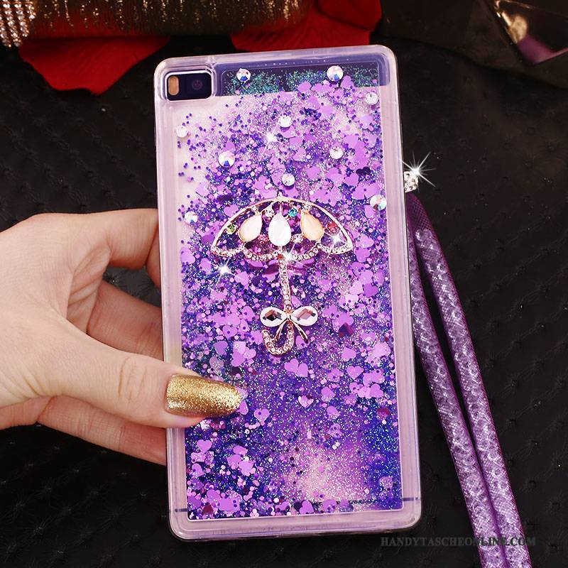 Hülle Huawei P8 Strass Ring Handyhüllen, Case Huawei P8 Schutz Hoch Blau