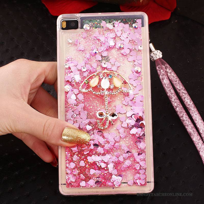 Hülle Huawei P8 Strass Ring Handyhüllen, Case Huawei P8 Schutz Hoch Blau