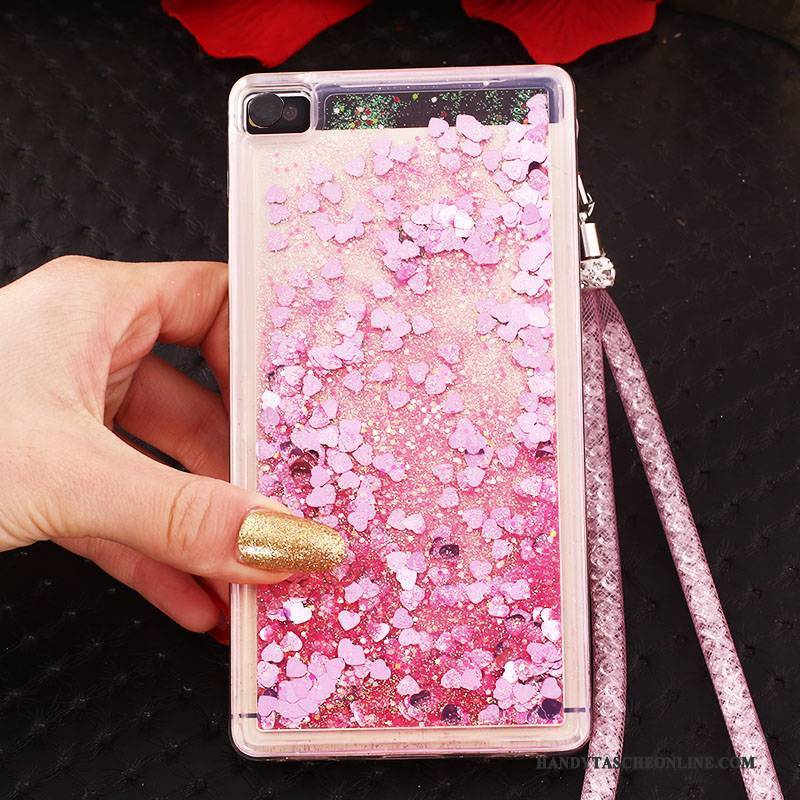 Hülle Huawei P8 Strass Ring Handyhüllen, Case Huawei P8 Schutz Hoch Blau