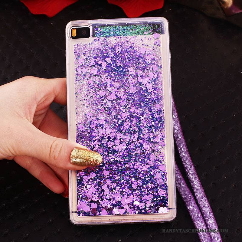 Hülle Huawei P8 Strass Ring Handyhüllen, Case Huawei P8 Schutz Hoch Blau