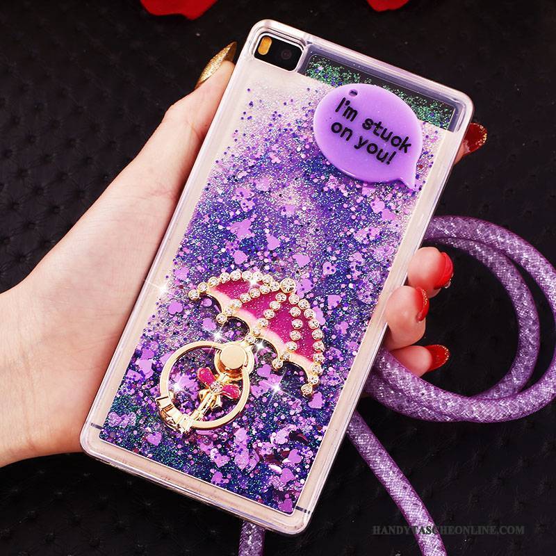 Hülle Huawei P8 Strass Ring Handyhüllen, Case Huawei P8 Schutz Hoch Blau