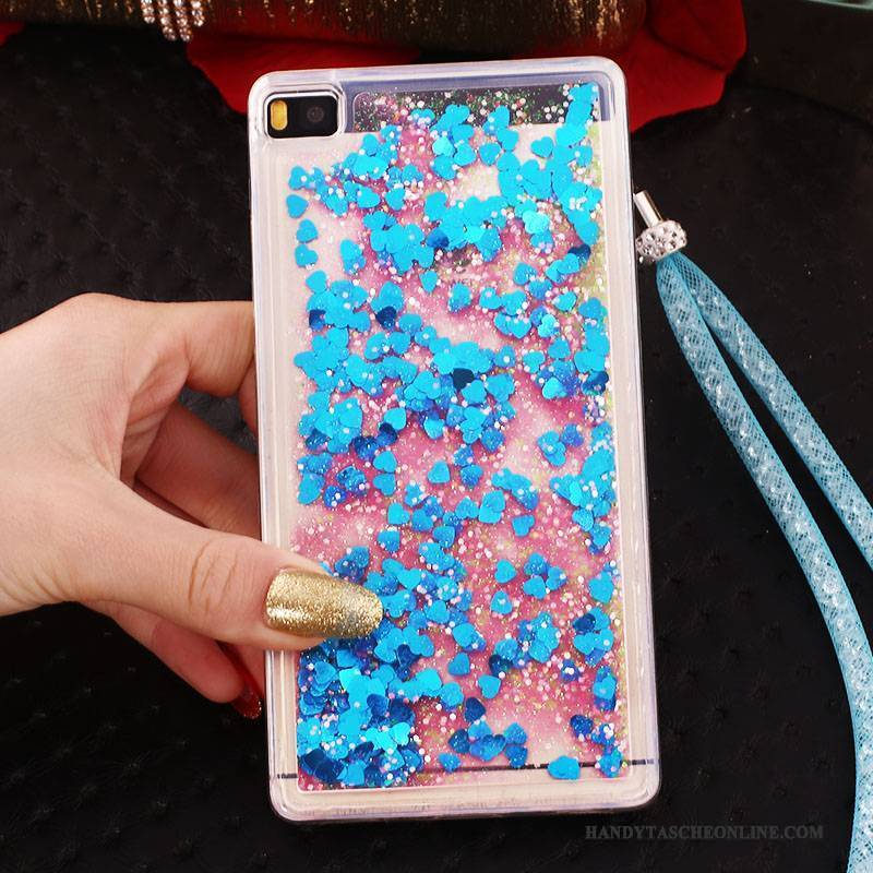 Hülle Huawei P8 Strass Ring Handyhüllen, Case Huawei P8 Schutz Hoch Blau