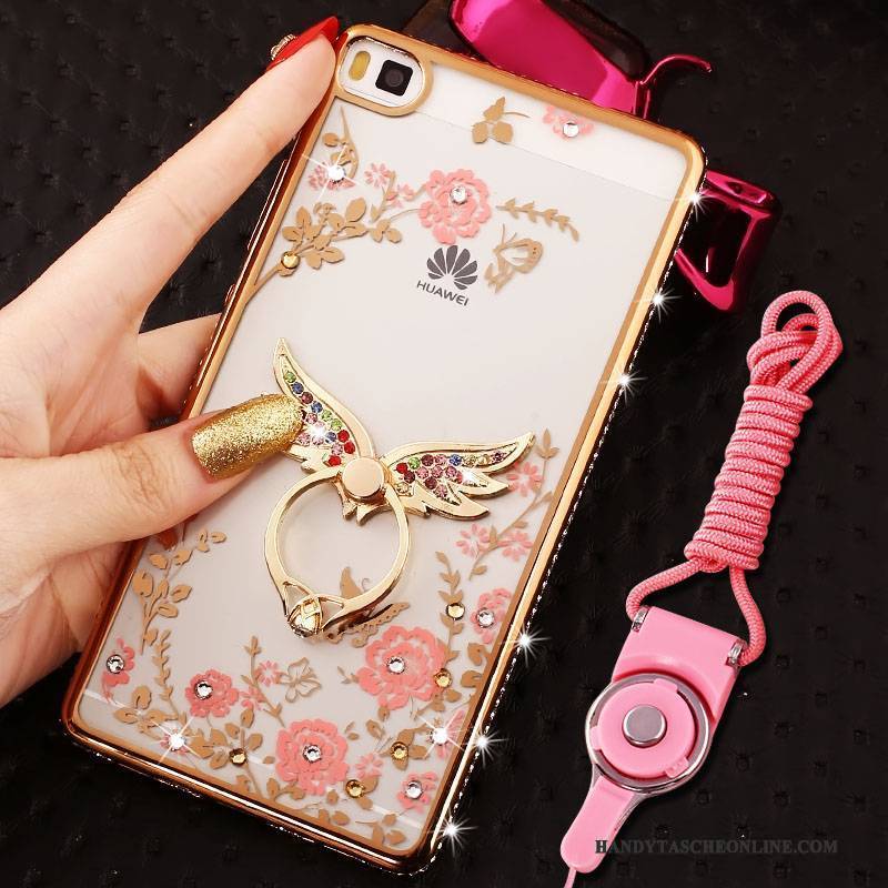 Hülle Huawei P8 Strass Rosa Handyhüllen, Case Huawei P8 Weiche