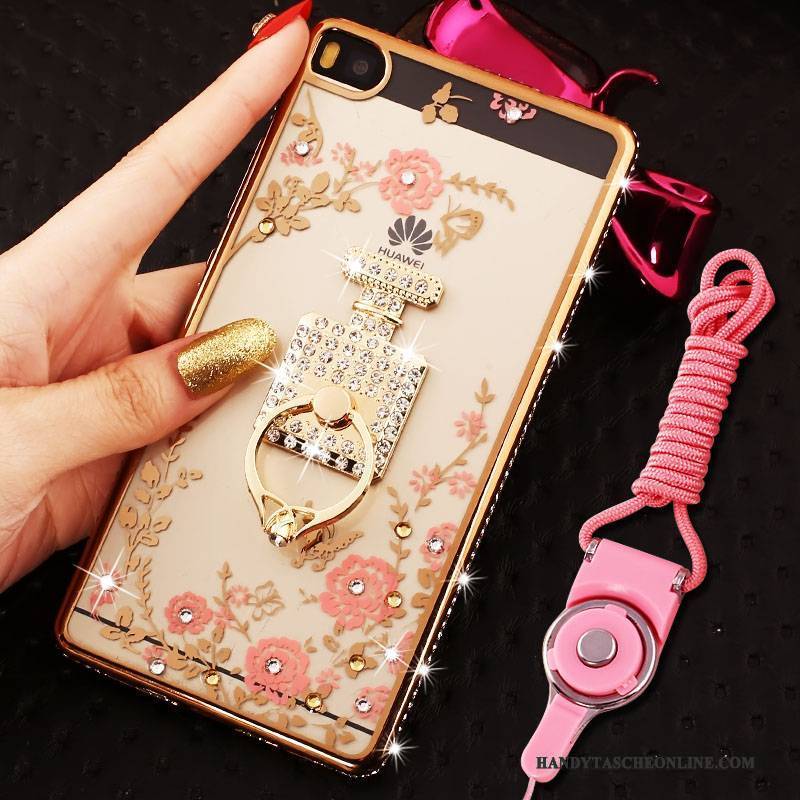 Hülle Huawei P8 Strass Rosa Handyhüllen, Case Huawei P8 Weiche