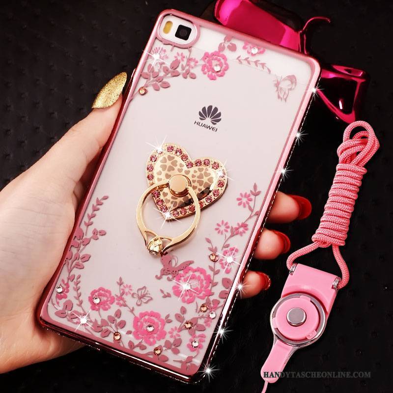 Hülle Huawei P8 Strass Rosa Handyhüllen, Case Huawei P8 Weiche