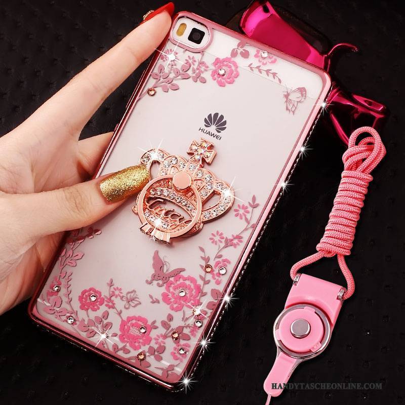 Hülle Huawei P8 Strass Rosa Handyhüllen, Case Huawei P8 Weiche