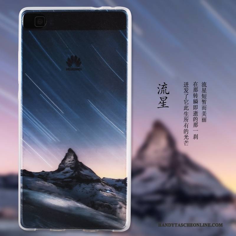 Hülle Huawei P8 Weiche Blau Hoch, Case Huawei P8 Gemalt Handyhüllen