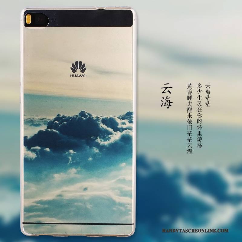 Hülle Huawei P8 Weiche Blau Hoch, Case Huawei P8 Gemalt Handyhüllen