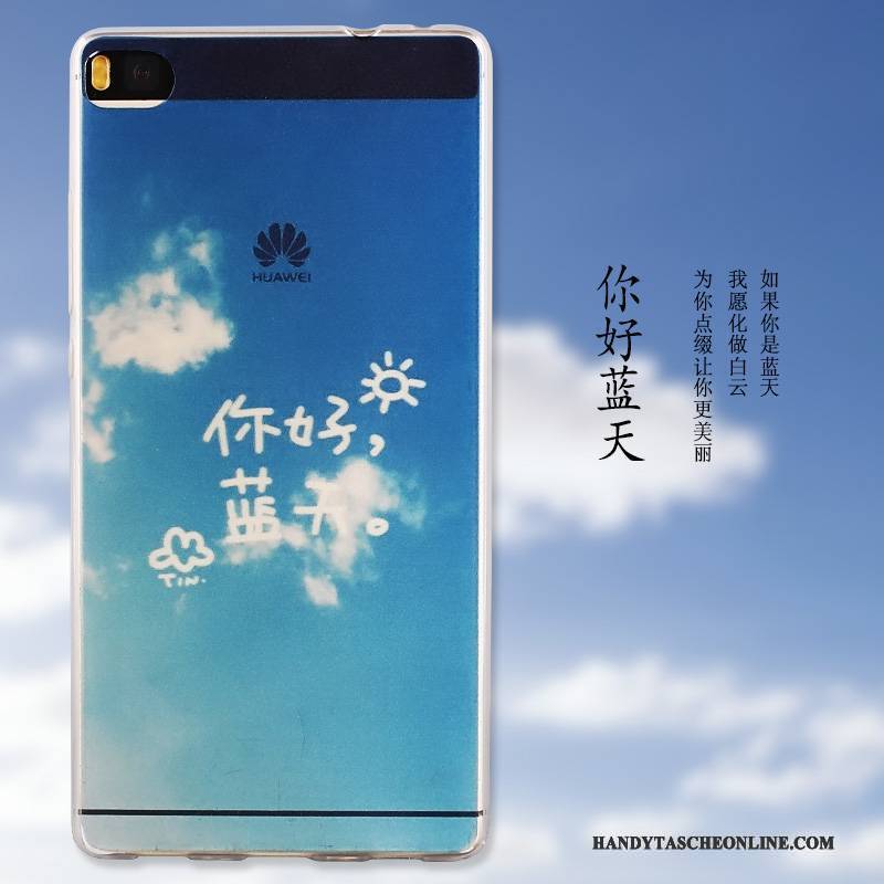 Hülle Huawei P8 Weiche Blau Hoch, Case Huawei P8 Gemalt Handyhüllen