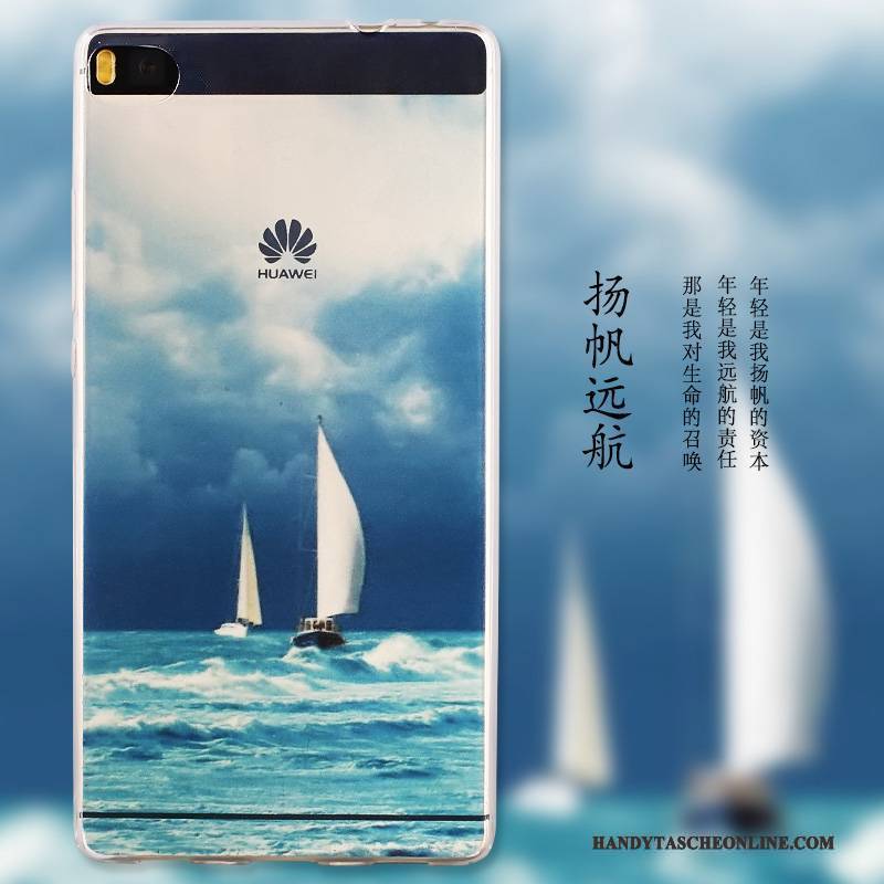 Hülle Huawei P8 Weiche Blau Hoch, Case Huawei P8 Gemalt Handyhüllen