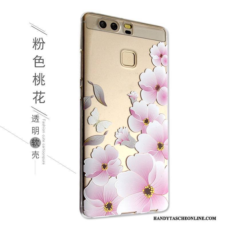 Hülle Huawei P9 Karikatur Handyhüllen Nette, Case Huawei P9 Silikon Rosa Anti-sturz