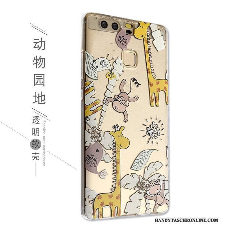 Hülle Huawei P9 Karikatur Handyhüllen Nette, Case Huawei P9 Silikon Rosa Anti-sturz