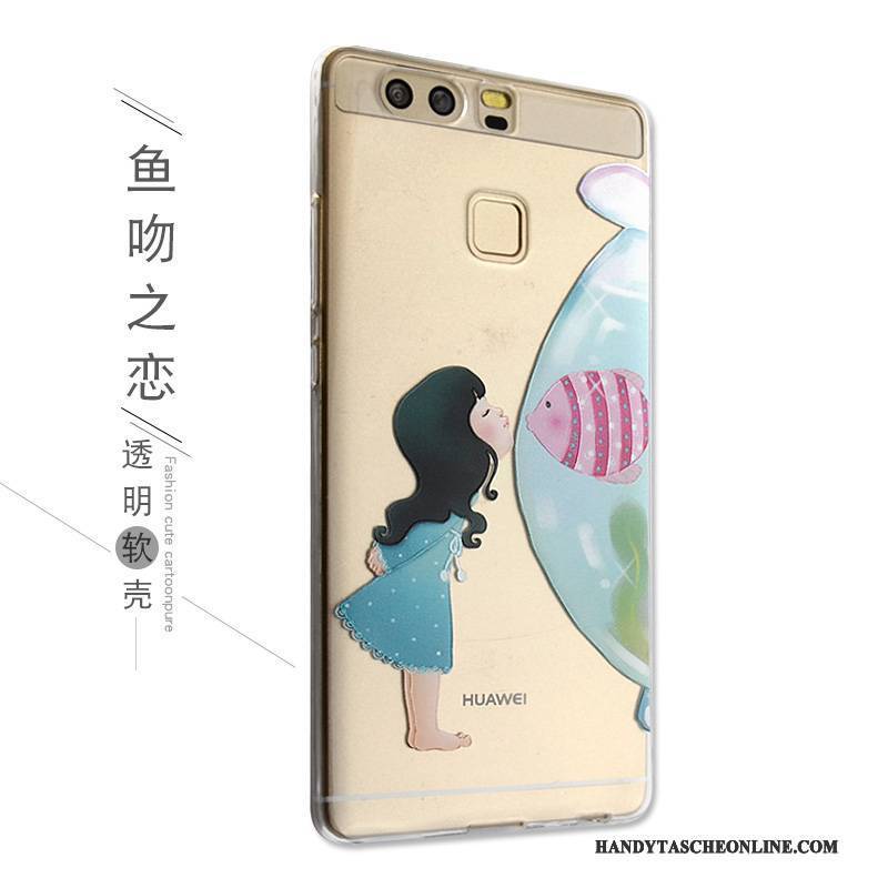 Hülle Huawei P9 Karikatur Handyhüllen Nette, Case Huawei P9 Silikon Rosa Anti-sturz