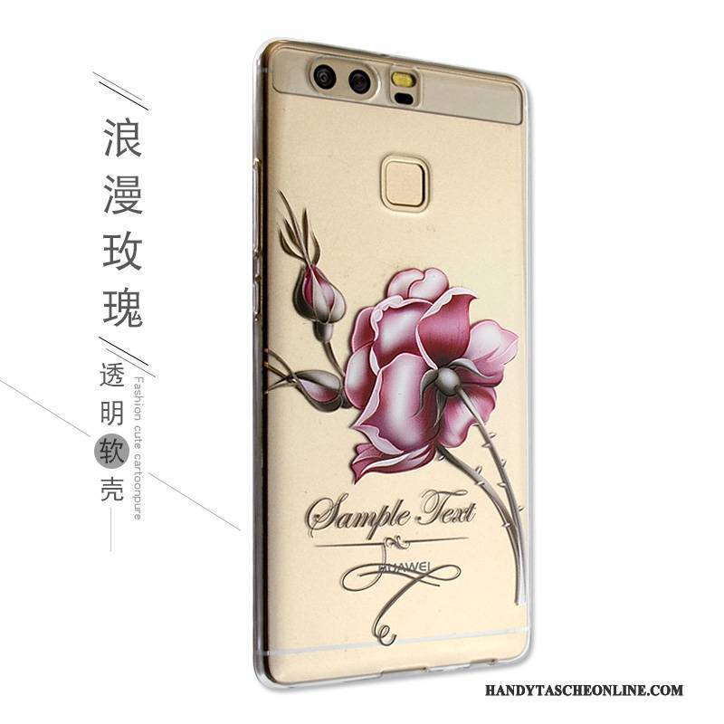 Hülle Huawei P9 Karikatur Handyhüllen Nette, Case Huawei P9 Silikon Rosa Anti-sturz