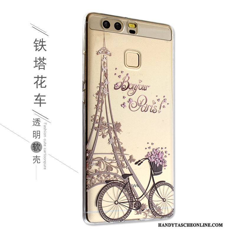 Hülle Huawei P9 Karikatur Handyhüllen Nette, Case Huawei P9 Silikon Rosa Anti-sturz