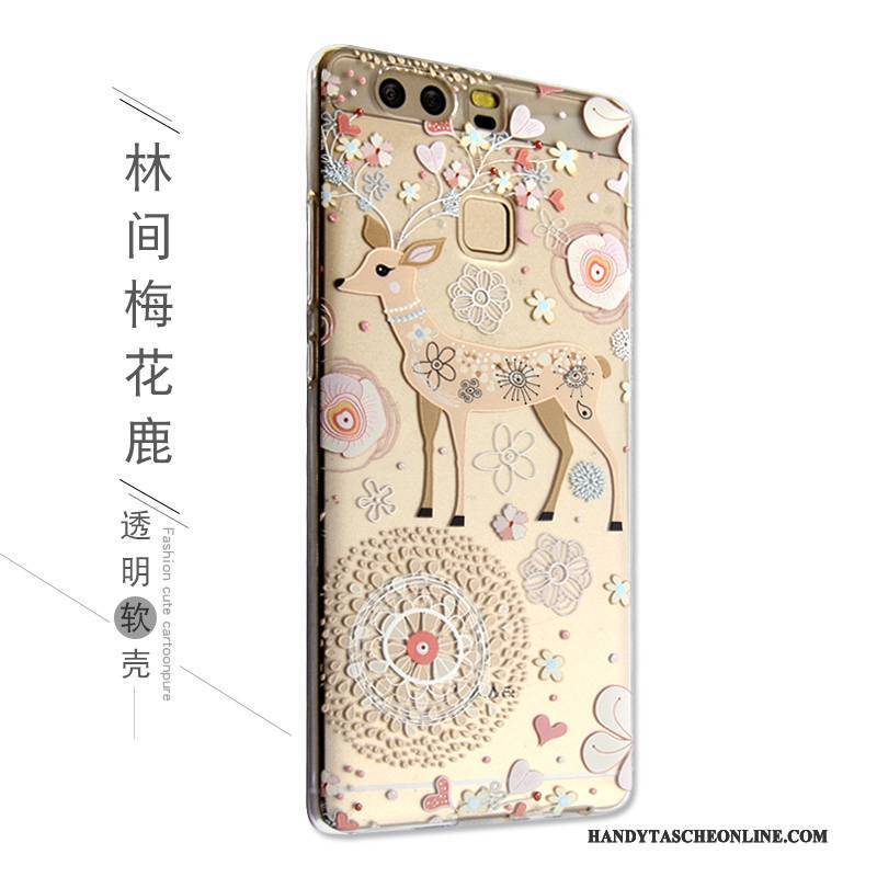 Hülle Huawei P9 Karikatur Handyhüllen Nette, Case Huawei P9 Silikon Rosa Anti-sturz