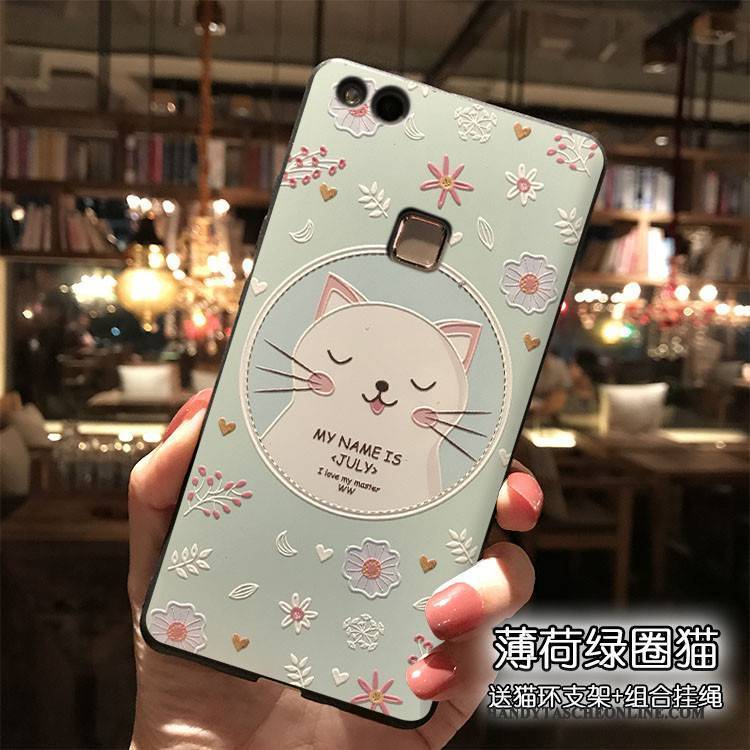 Hülle Huawei P9 Lite Taschen Handyhüllen Nette, Case Huawei P9 Lite Karikatur Hellblau