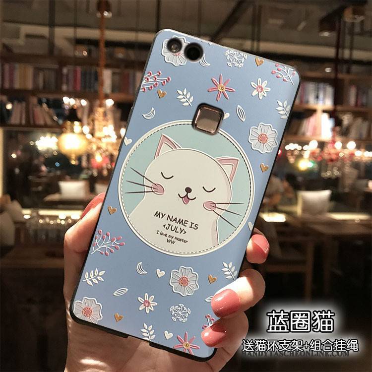 Hülle Huawei P9 Lite Taschen Handyhüllen Nette, Case Huawei P9 Lite Karikatur Hellblau