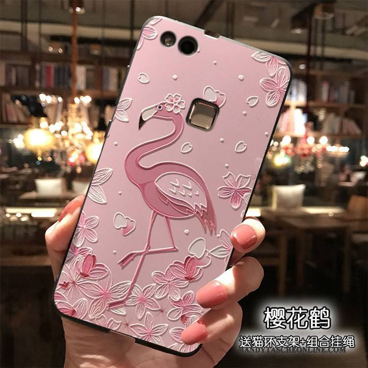 Hülle Huawei P9 Lite Taschen Nette Handyhüllen, Case Huawei P9 Lite Silikon Hängende Verzierungen Rosa