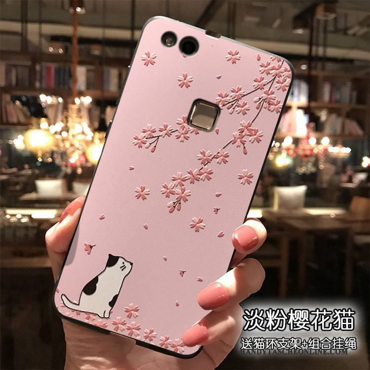 Hülle Huawei P9 Lite Taschen Nette Handyhüllen, Case Huawei P9 Lite Silikon Hängende Verzierungen Rosa