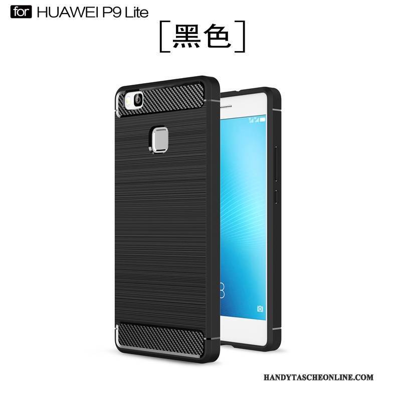 Hülle Huawei P9 Lite Weiche Schwarz Seide, Case Huawei P9 Lite Schutz Muster Handyhüllen