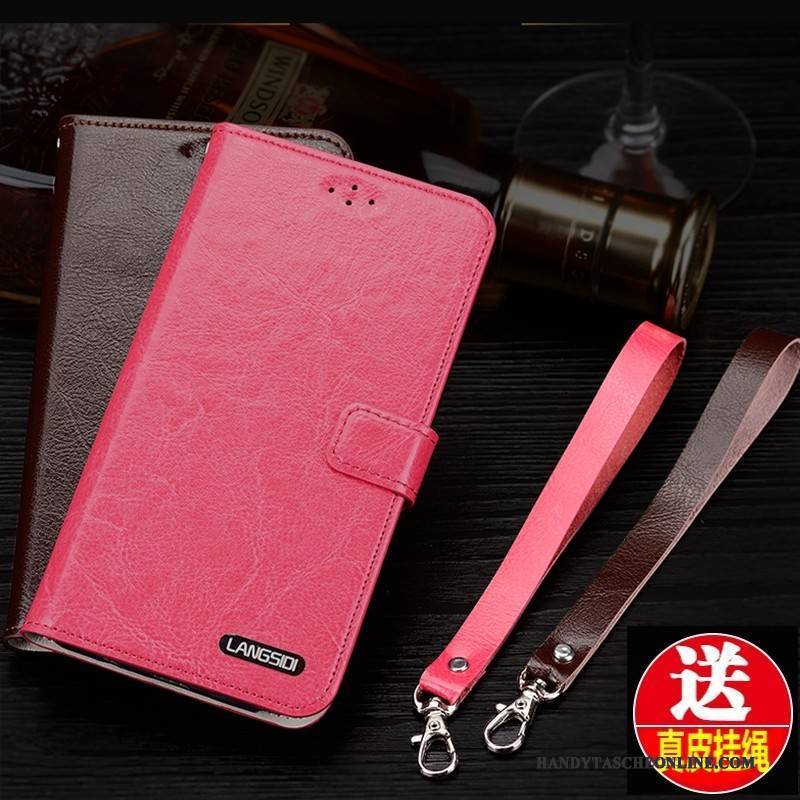 Hülle Huawei P9 Luxus Anti-sturz High-end, Case Huawei P9 Leder Rot Handyhüllen