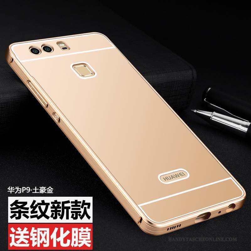 Hülle Huawei P9 Metall Gold Anti-sturz, Case Huawei P9 Schutz Schwer Handyhüllen