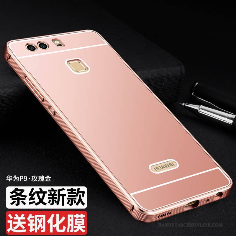 Hülle Huawei P9 Metall Gold Anti-sturz, Case Huawei P9 Schutz Schwer Handyhüllen