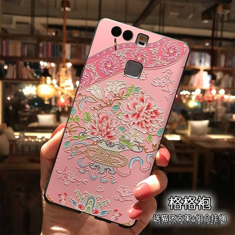 Hülle Huawei P9 Plus Karikatur Handyhüllen Gelb, Case Huawei P9 Plus Silikon Trend Rot