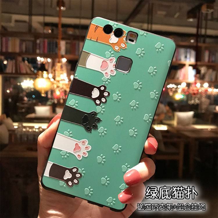 Hülle Huawei P9 Plus Karikatur Handyhüllen Hängende Verzierungen, Case Huawei P9 Plus Silikon Rosa Trend