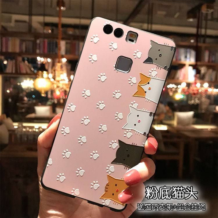 Hülle Huawei P9 Plus Karikatur Handyhüllen Hängende Verzierungen, Case Huawei P9 Plus Silikon Rosa Trend