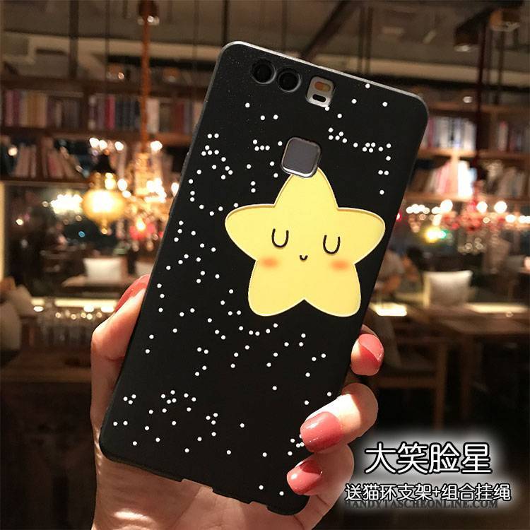 Hülle Huawei P9 Plus Karikatur Hängende Verzierungen Handyhüllen, Case Huawei P9 Plus Silikon Persönlichkeit Schwarz