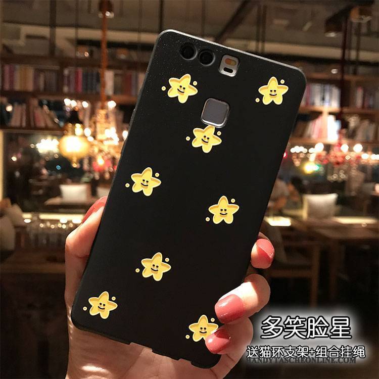 Hülle Huawei P9 Plus Karikatur Hängende Verzierungen Handyhüllen, Case Huawei P9 Plus Silikon Persönlichkeit Schwarz