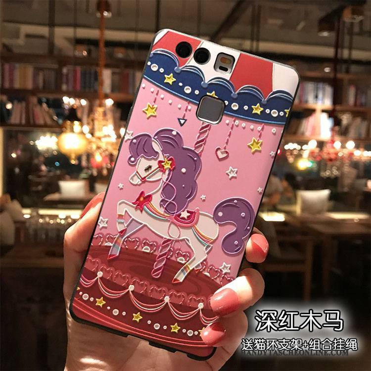 Hülle Huawei P9 Plus Karikatur Persönlichkeit Hängende Verzierungen, Case Huawei P9 Plus Silikon Rosa Handyhüllen