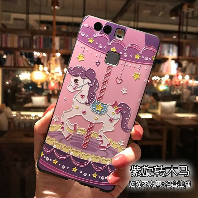 Hülle Huawei P9 Plus Karikatur Persönlichkeit Hängende Verzierungen, Case Huawei P9 Plus Silikon Rosa Handyhüllen