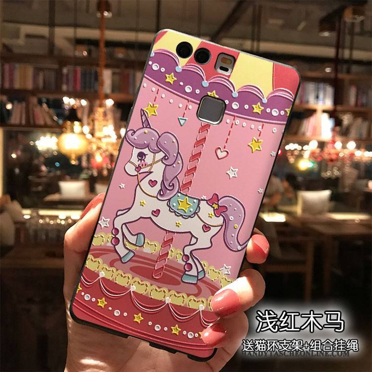 Hülle Huawei P9 Plus Karikatur Persönlichkeit Hängende Verzierungen, Case Huawei P9 Plus Silikon Rosa Handyhüllen