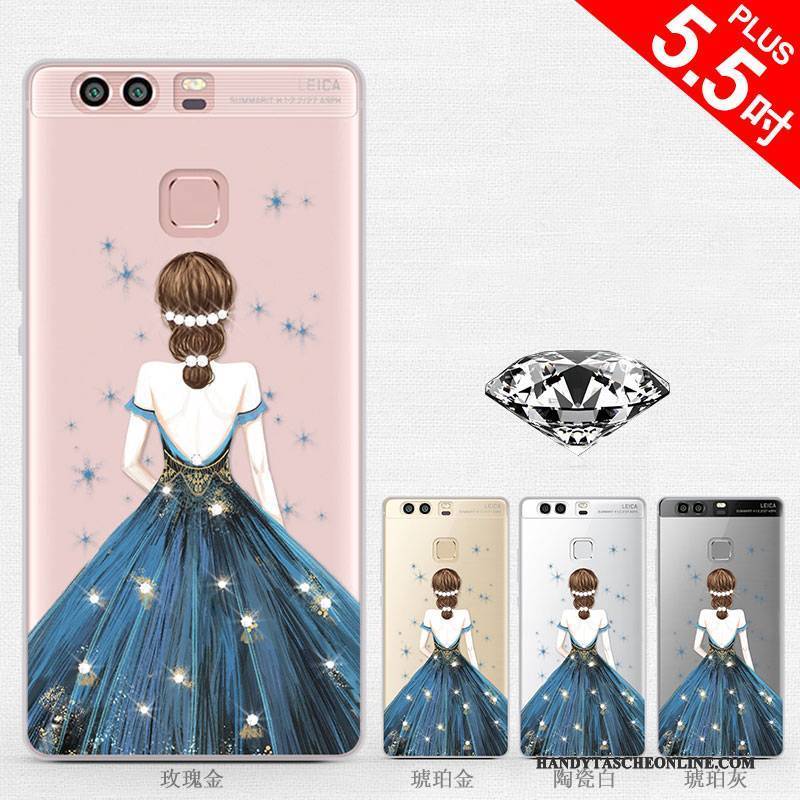 Hülle Huawei P9 Plus Kreativ Handyhüllen Lila, Case Huawei P9 Plus Strass Trend Persönlichkeit