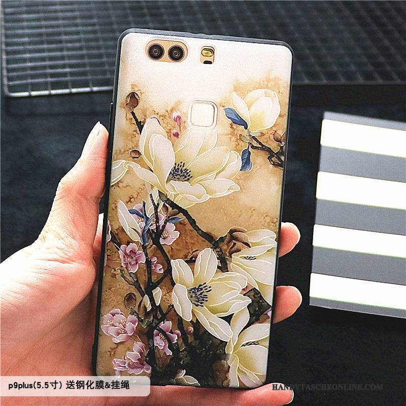 Hülle Huawei P9 Plus Kreativ Handyhüllen Persönlichkeit, Case Huawei P9 Plus Prägung Lila Nubuck