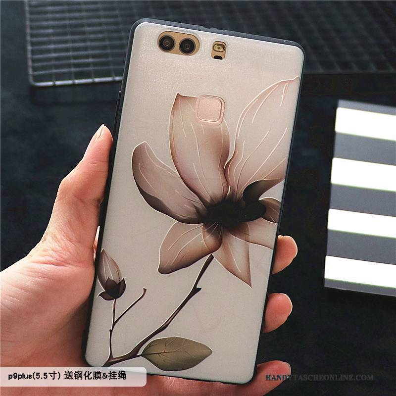 Hülle Huawei P9 Plus Kreativ Handyhüllen Persönlichkeit, Case Huawei P9 Plus Prägung Lila Nubuck