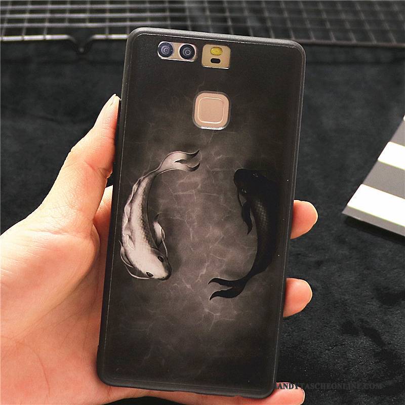 Hülle Huawei P9 Plus Kreativ Schwarz Chinesische Art, Case Huawei P9 Plus Persönlichkeit Trend