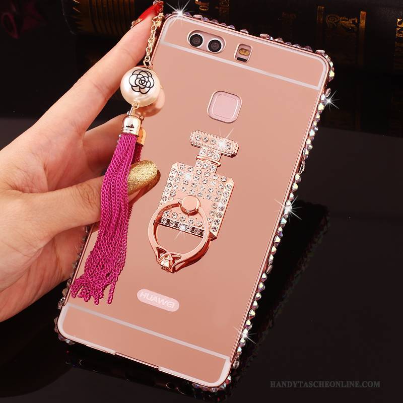 Hülle Huawei P9 Plus Metall Rosa Handyhüllen, Case Huawei P9 Plus Strass Grenze