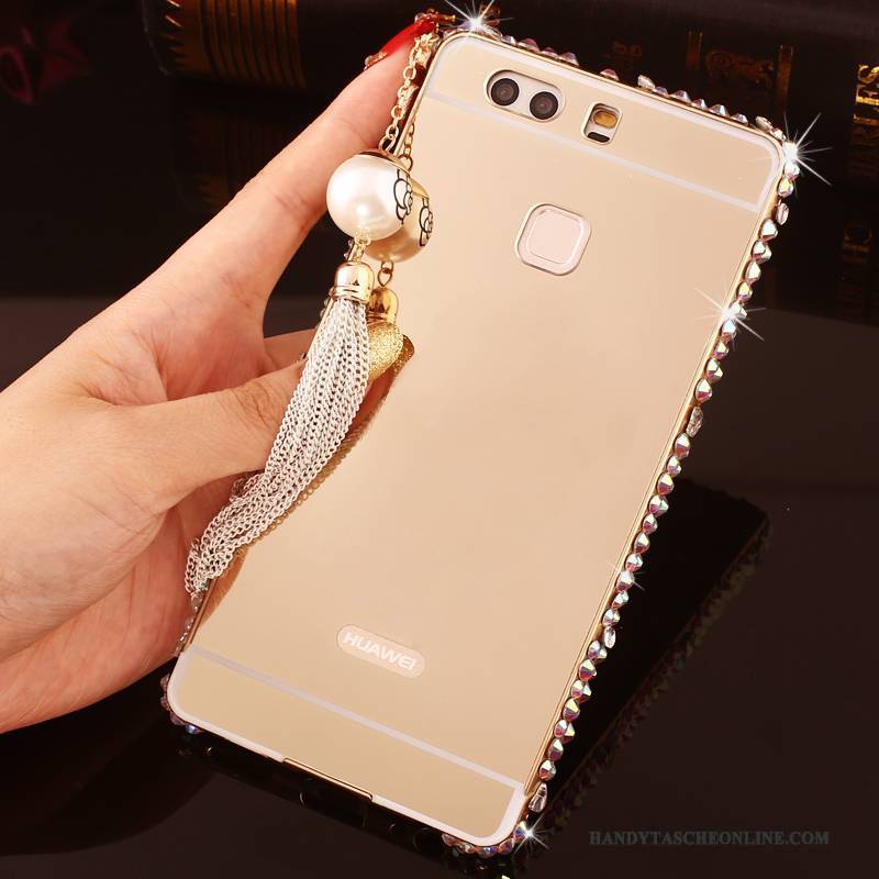 Hülle Huawei P9 Plus Metall Rosa Handyhüllen, Case Huawei P9 Plus Strass Grenze