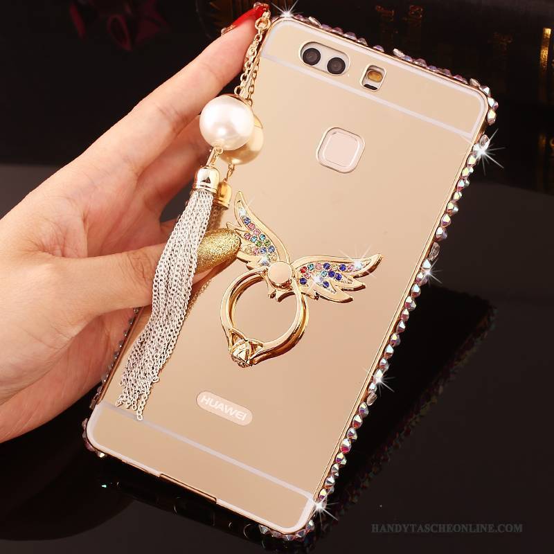 Hülle Huawei P9 Plus Metall Rosa Handyhüllen, Case Huawei P9 Plus Strass Grenze