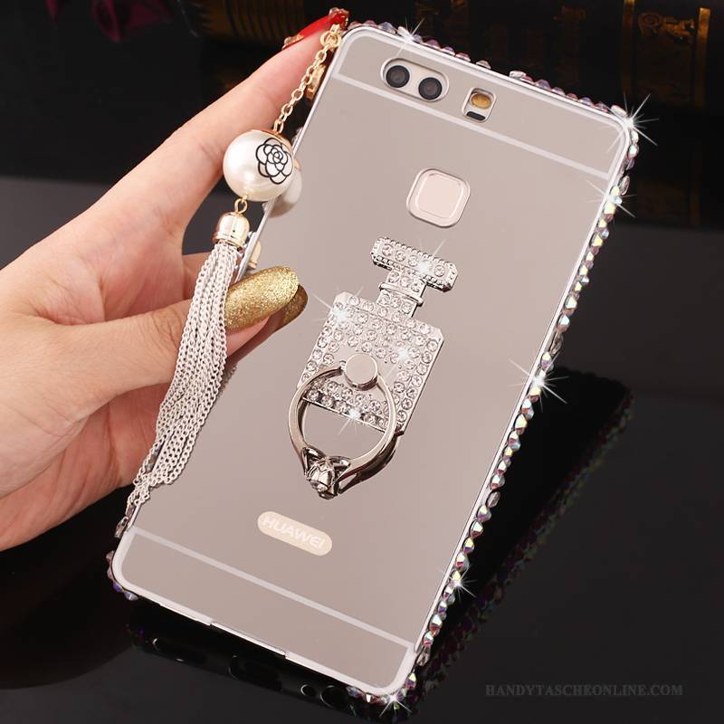 Hülle Huawei P9 Plus Metall Rosa Handyhüllen, Case Huawei P9 Plus Strass Grenze