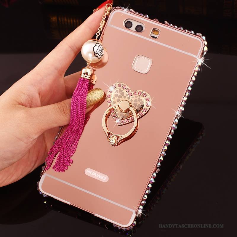 Hülle Huawei P9 Plus Metall Rosa Handyhüllen, Case Huawei P9 Plus Strass Grenze